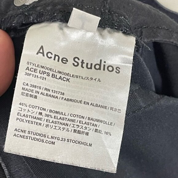 Acne Studios black medium rise raw hem ankle length jeans size 32 stretch - Picture 9 of 10